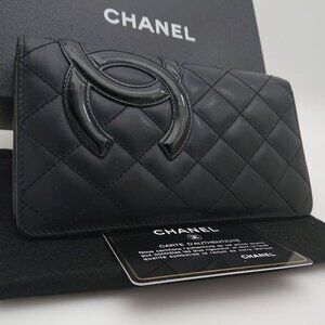 Chanel Cambon Coin Purse Calfskin Black Pink